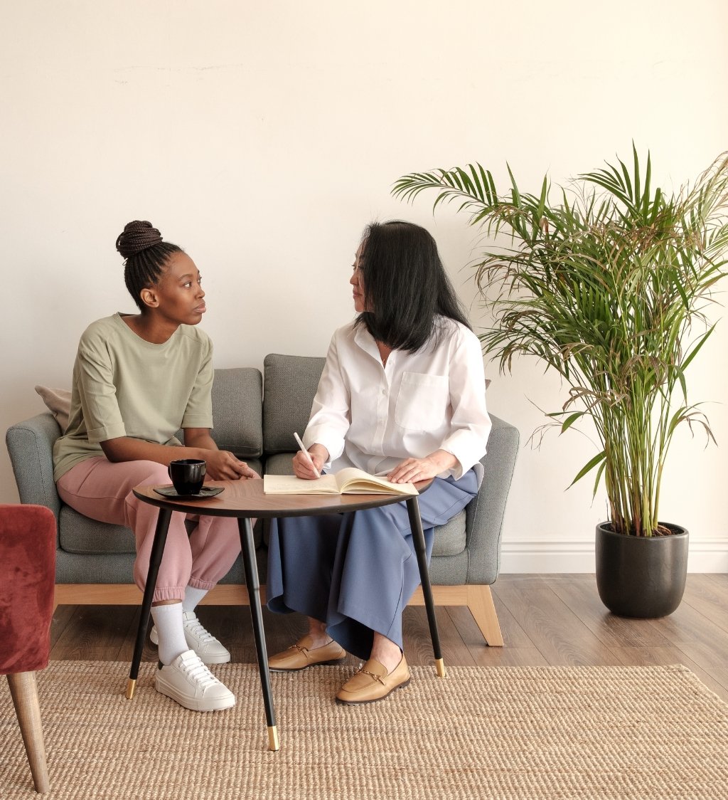 A warm, professional individual counselling session